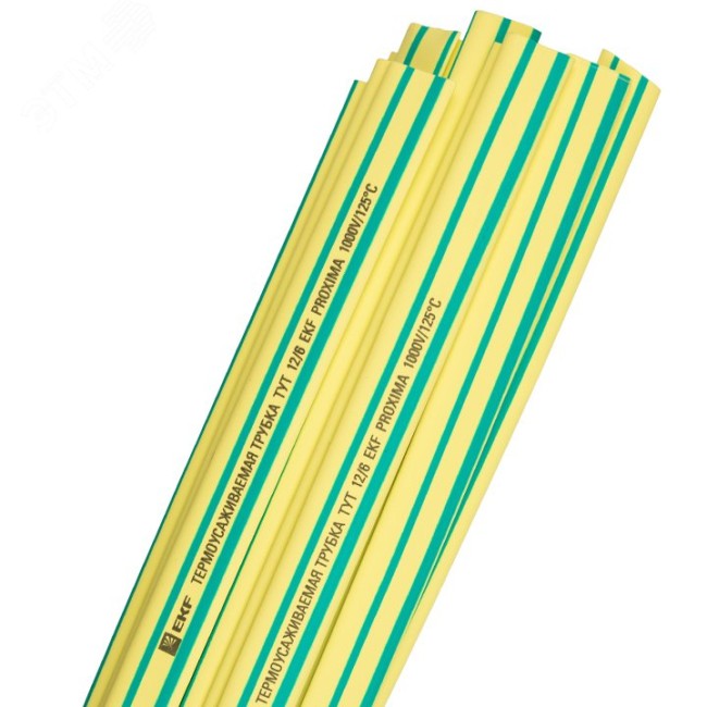 Трубка термоусаживаемая ТУТ нг 10/5 желто-зеленая в отрезках по 1м EKF PROxima