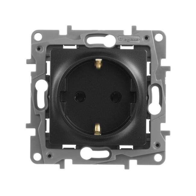 Розетка 1-м СП Etika 16А IP20 250В 2P+E с заземл. немецк. стандарт винтов. клеммы механизм антрацит IEK 672621 Розетка 1-м СП Etika 16А IP20 250В 2P+E с заземл. немецк. стандарт винтов. клеммы механизм антрацит IEK 672621