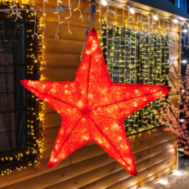 Акриловая светодиодная фигура Звезда 80 см, 210 светодиодов, красная NEON-NIGHT Акриловая светодиодная фигура Звезда 80 см, 210 светодиодов, красная NEON-NIGHT