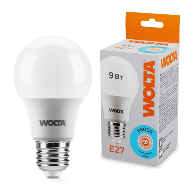 Светодиодная лампа WOLTA 25W60BL9E27 9Вт 6500К E27