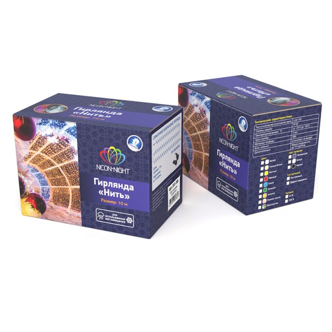 Гирлянда Нить 10м, постоянное свечение, прозрачный ПВХ, 230В, цвет Тёплый белый (нужен шнур питания 303-500-1)