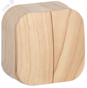 GLORY Выключатель двухклавишный наружный сосна 10А GLORY Выключатель двухклавишный наружный сосна 10А