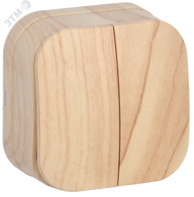 GLORY Выключатель двухклавишный наружный сосна 10А GLORY Выключатель двухклавишный наружный сосна 10А