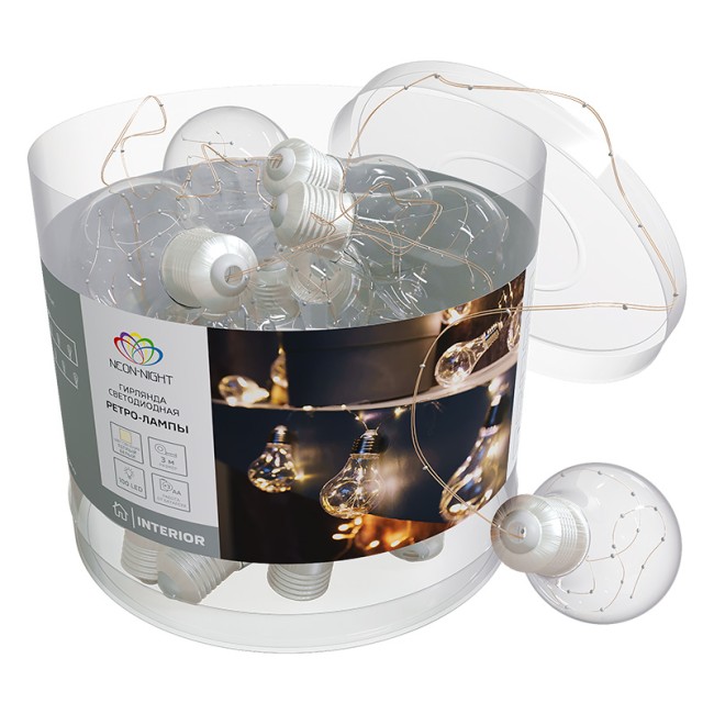 Гирлянда светодиодная Ретро-лампы , 3 м, ТЕПЛЫЙ БЕЛЫЙ Гирлянда светодиодная Ретро-лампы , 3 м, ТЕПЛЫЙ БЕЛЫЙ