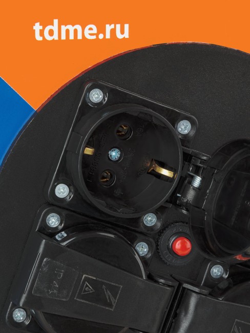 Удлинитель силовой УХз16-004 TDM (метал. катушка, А3, 4 места IP44/50м КГ 3х2,5)