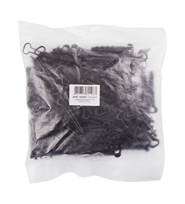 Дюбель-хомут нейлоновый 5-10мм, прямоугольный, черный (100 шт/уп) PROconnect Дюбель-хомут нейлоновый 5-10мм, прямоугольный, черный (100 шт/уп) PROconnect