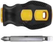 Отвертка c переставным жалом ''коротыш'', CrV сталь, прорезиненная ручка 6х40 мм PH2/SL6