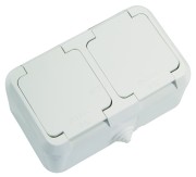 Makel Розетка двойная с крышкой белая в сборе брызгозащищенная IP44 Makel Розетка двойная с крышкой белая в сборе брызгозащищенная IP44