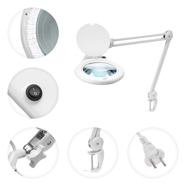 Лупа на струбцине круглая 5D с подсветкой 84 SMD LED, ø178мм, белая REXANT Лупа на струбцине круглая 5D с подсветкой 84 SMD LED, ø178мм, белая REXANT