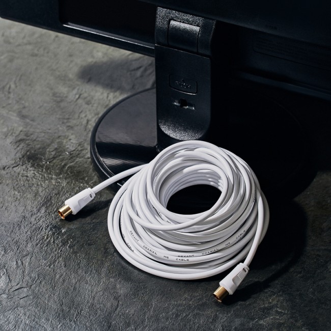 Шнур ТВ гнездо - ТВ штекер, 10м, белый REXANT Шнур ТВ гнездо - ТВ штекер, 10м, белый REXANT