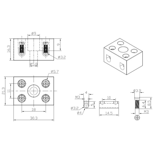 Клемма керамическая винтовая КВ 4 мм² 2 пары контактов с крепежным отверстием (100 шт./уп.) REXANT Клемма керамическая винтовая КВ 4 мм² 2 пары контактов с крепежным отверстием (100 шт./уп.) REXANT