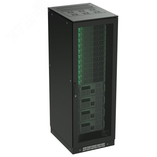 Шкаф напольный 24U 600х1000 двери перфорированная/перфорированная укомплектован вводом и заглушками RAL 9005