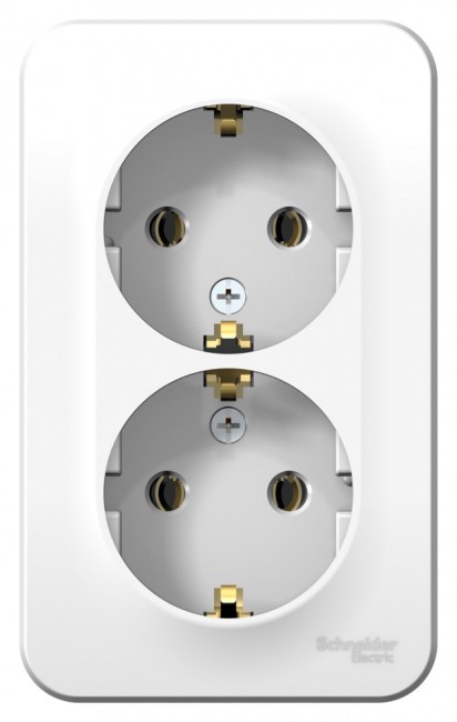 BLANCA розетка наружная двойная с заземлением без шторок с изолирующей пластиной, 16А, 250В, белый BLANCA розетка наружная двойная с заземлением без шторок с изолирующей пластиной, 16А, 250В, белый