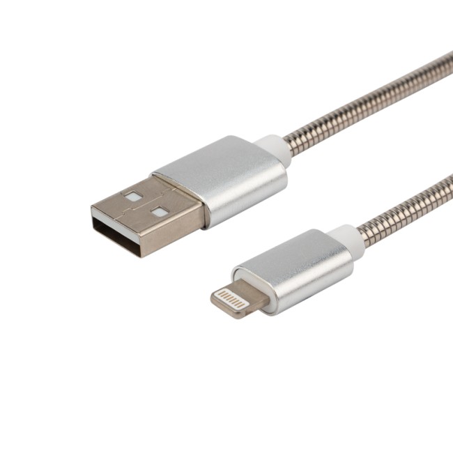 Кабель USB-A-Lighnting для Apple metall/steel color/1m/REXANT Кабель USB-A-Lighnting для Apple metall/steel color/1m/REXANT