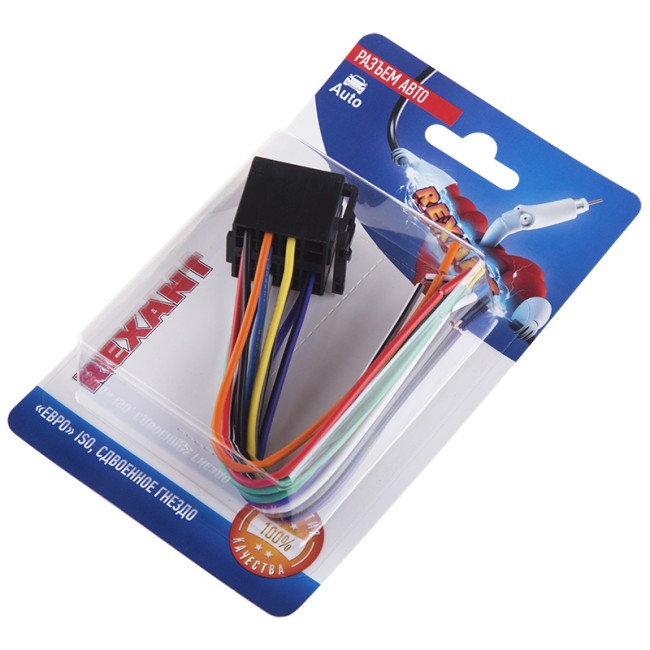 Разъем для автомагнитолы "Евро" ISO, гнездо сдвоенное, (1шт.)  REXANT