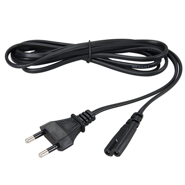 Шнур сетевой, вилка - евроразъем С7, кабель 2x0,5 мм², длина 1,8 метра (PE пакет) REXANT