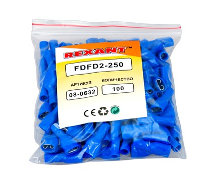 Клемма плоская полностью изолированная РППи-м 2.5-(6.3)/РпИмп 2-250 гнездо 6.6 мм 1.5-2.5 мм² REXANT Клемма плоская полностью изолированная РППи-м 2.5-(6.3)/РпИмп 2-250 гнездо 6.6 мм 1.5-2.5 мм² REXANT