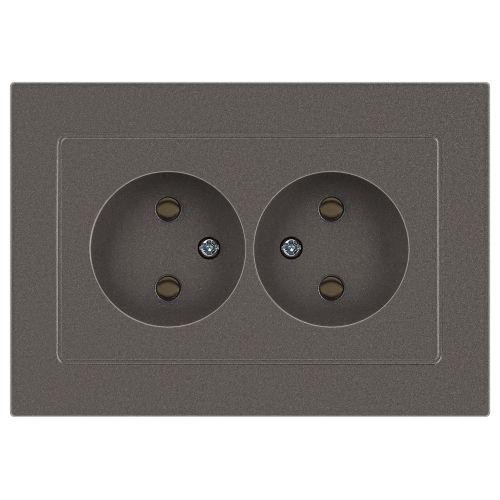 Розетка 2-м СП Accent 6-204-09 16А IP20 250В 2P AL/CU титан Intro Б0063433 Розетка 2-м СП Accent 6-204-09 16А IP20 250В 2P AL/CU титан Intro Б0063433
