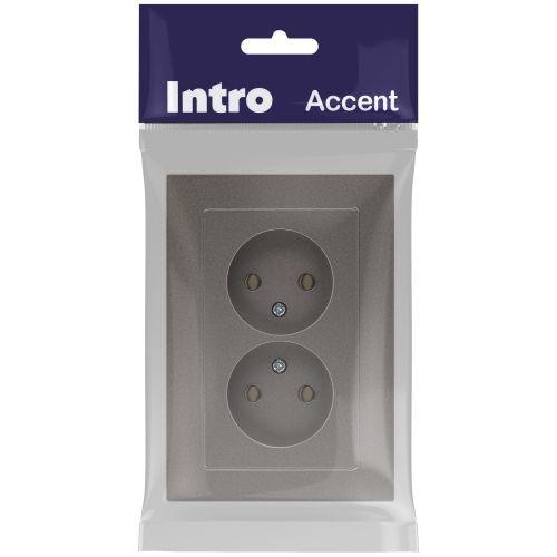 Розетка 2-м СП Accent 6-204-09 16А IP20 250В 2P AL/CU титан Intro Б0063433 Розетка 2-м СП Accent 6-204-09 16А IP20 250В 2P AL/CU титан Intro Б0063433