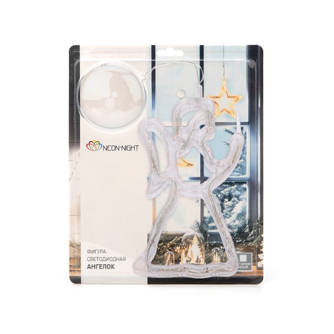 Фигура светодиодная Ангелок на присоске с подвесом, цвет ТЕПЛЫЙ БЕЛЫЙ Фигура светодиодная Ангелок на присоске с подвесом, цвет ТЕПЛЫЙ БЕЛЫЙ