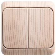 ЭТЮД Выключатель двухклавишный наружный сосна сх.5 ЭТЮД Выключатель двухклавишный наружный сосна сх.5