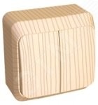 ЭТЮД Выключатель двухклавишный наружный сосна сх.5 ЭТЮД Выключатель двухклавишный наружный сосна сх.5