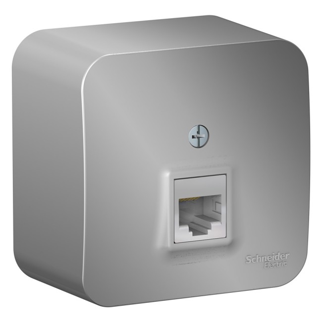 Розетка BLANCA наружная компьютерная RJ45, кат.5e, с изолирующей пластиной, алюминий Розетка BLANCA наружная компьютерная RJ45, кат.5e, с изолирующей пластиной, алюминий