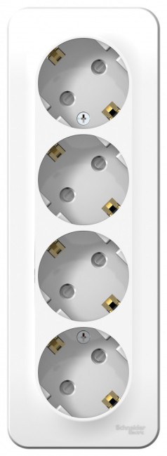 Розетка BLANCA наружная 4-я с заземлением со шторками с изоляционной пластиной 16А 250В белый