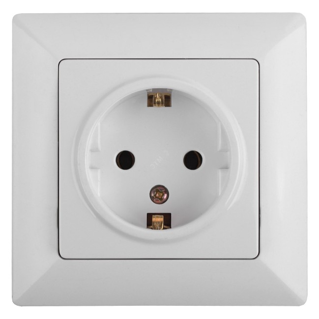 Розетка 2P+E Schuko, 16А-250В, СУ, Solo, белый, 4-202-01
