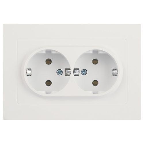 Розетка 2-м СП Accent 6-205-01М 16А IP20 250В 2P+E Schuko AL/CU бел. матов. Intro Б0063487 Розетка 2-м СП Accent 6-205-01М 16А IP20 250В 2P+E Schuko AL/CU бел. матов. Intro Б0063487