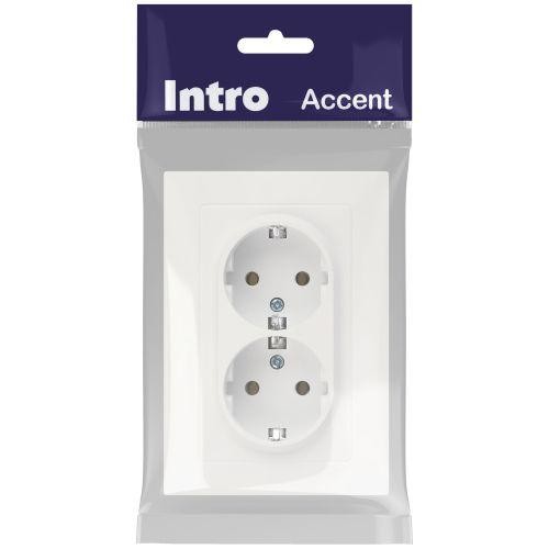 Розетка 2-м СП Accent 6-205-01М 16А IP20 250В 2P+E Schuko AL/CU бел. матов. Intro Б0063487 Розетка 2-м СП Accent 6-205-01М 16А IP20 250В 2P+E Schuko AL/CU бел. матов. Intro Б0063487