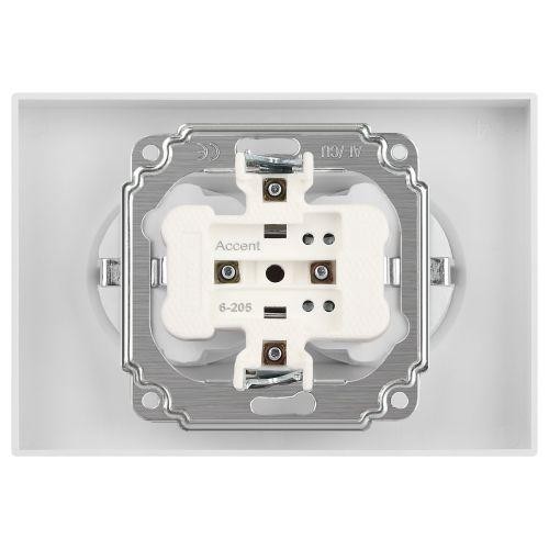 Розетка 2-м СП Accent 6-205-01М 16А IP20 250В 2P+E Schuko AL/CU бел. матов. Intro Б0063487 Розетка 2-м СП Accent 6-205-01М 16А IP20 250В 2P+E Schuko AL/CU бел. матов. Intro Б0063487