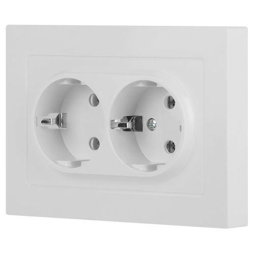 Розетка 2-м СП Accent 6-205-01М 16А IP20 250В 2P+E Schuko AL/CU бел. матов. Intro Б0063487 Розетка 2-м СП Accent 6-205-01М 16А IP20 250В 2P+E Schuko AL/CU бел. матов. Intro Б0063487