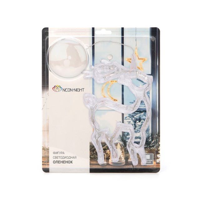 Фигура светодиодная Олененок на присоске с подвесом, цвет белый Фигура светодиодная Олененок на присоске с подвесом, цвет белый