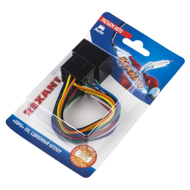 Разъем для автомагнитолы "Евро" ISO, штекер сдвоенный, (1шт.)  REXANT