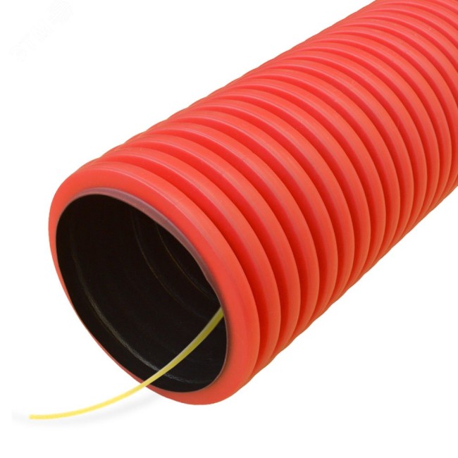 Труба гофрированная двустенная ПНД гибкая тип 450 (SN18) с/з красная д63 (20м/уп)