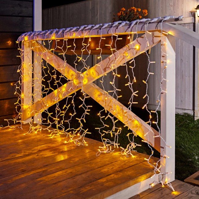 Гирлянда Светодиодный Дождь 2х1,5м, постоянное свечение, белый провод, 230 В, диоды ЖЁЛТЫЕ (шнур питания в комплекте)