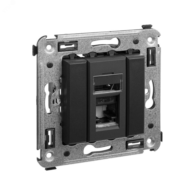 Компьютерная розетка RJ-45 в стену, кат.6 одинарная,''Avanti'', ''Черный матовый''