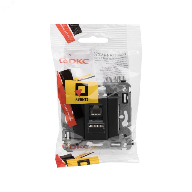 Компьютерная розетка RJ-45 в стену, кат.6 одинарная,''Avanti'', ''Черный матовый''