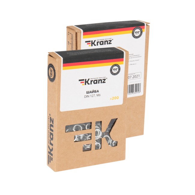 Шайба пружинная KRANZ DIN 127, M6, короб (200 шт./уп.)