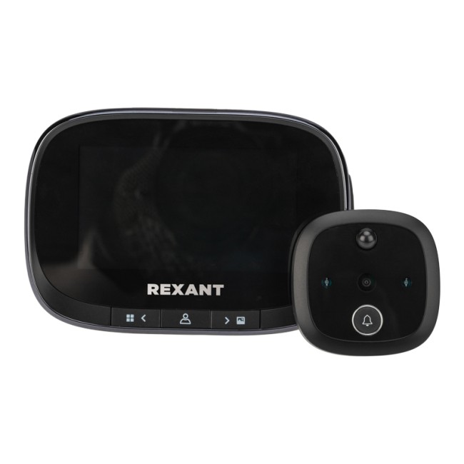 Видеоглазок дверной REXANT (DV-115) с цветным LCD-дисплеем 4.3" с функцией записи фото/видео по движению, встроенный звонок, ночной режим работы