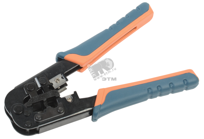 Инструмент обжимной для RJ-451211 без храпового механизма сине-оранжевый