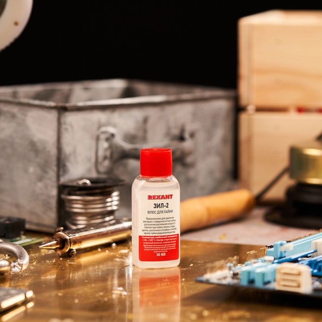 Флюс для пайки, ЗИЛ-2, 30мл, флакон REXANT Флюс для пайки, ЗИЛ-2, 30мл, флакон REXANT
