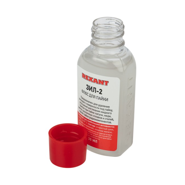 Флюс для пайки, ЗИЛ-2, 30мл, флакон REXANT Флюс для пайки, ЗИЛ-2, 30мл, флакон REXANT