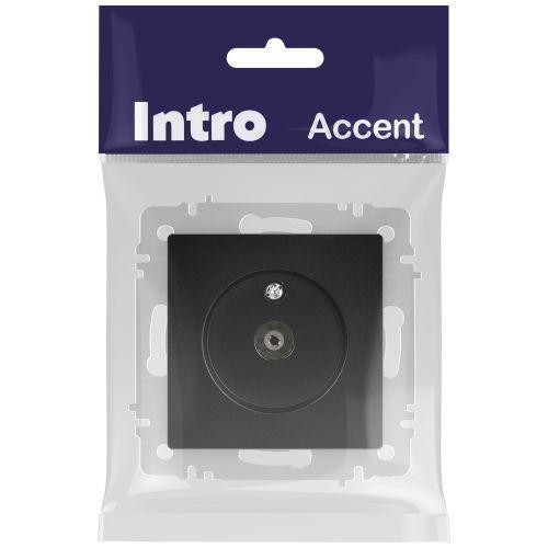 Розетка телевизионная одиночная TV СП Accent 6-301-05 IP20 антрацит Intro Розетка телевизионная одиночная TV СП Accent 6-301-05 IP20 антрацит Intro