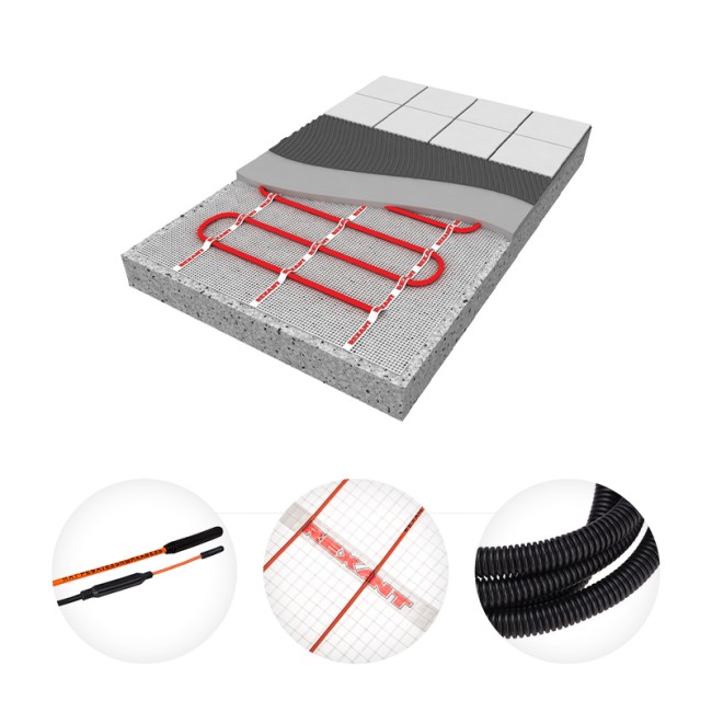 Теплый пол, нагревательный мат Extra 4,5м², 0,5х9м, 720Вт двухжильный REXANT Теплый пол, нагревательный мат Extra 4,5м², 0,5х9м, 720Вт двухжильный REXANT