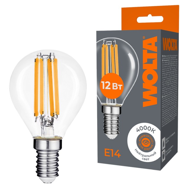 Светодиодная лампа WOLTA FILAMENT WF-G45-12W4KE14 12Вт 4000K Е14