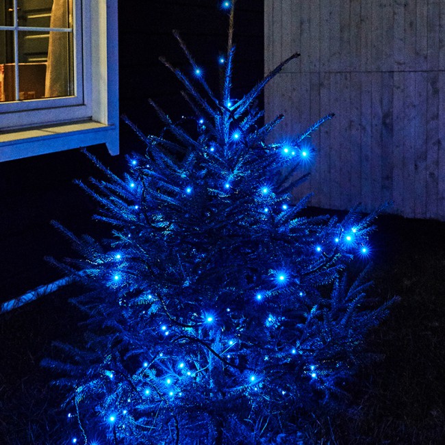 Гирлянда Твинкл Лайт 10 м, черный ПВХ, 100 диодов, цвет синий (контроллер в комплекте)