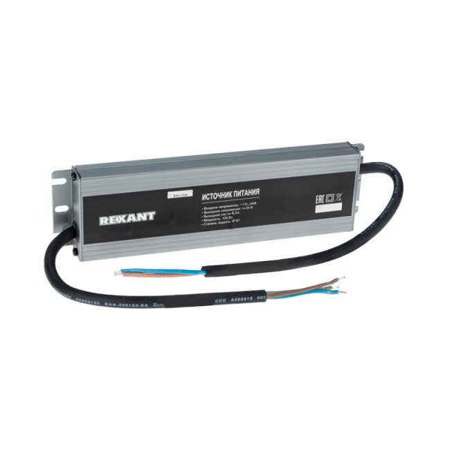 Источник питания 24 V 100 W с проводами, влагозащищенный (IP67) алюминиевый корпус 