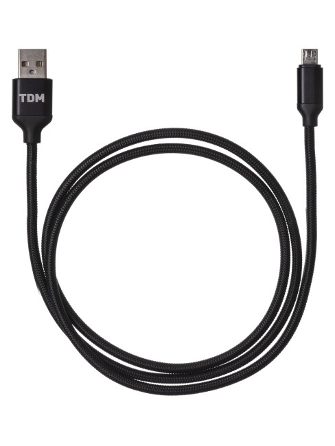 Дата-кабель, ДК 7, USB - micro USB, 1 м, тканевая оплетка, черный, TDM